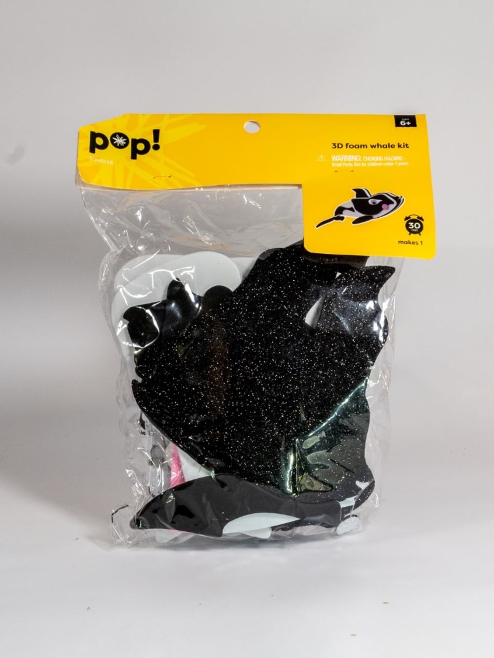 Kids 3D Foam Orca Whale Shaped Large Craft Kit DIY Stickers Glitter Age 6+ NEW